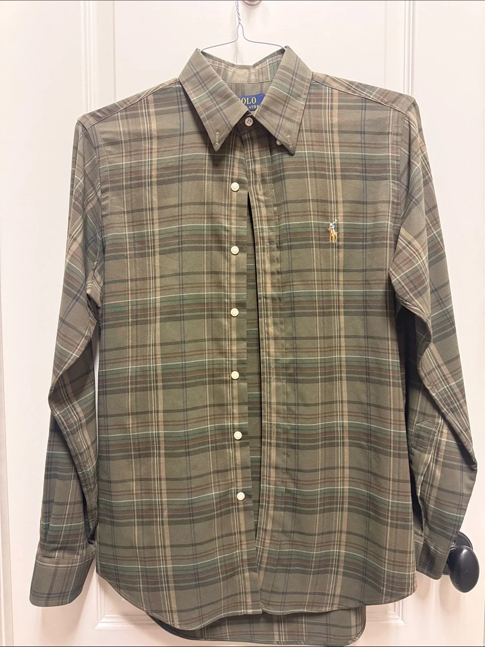 Polo by Ralph Lauren Olive and Tan Plaid Button-Down Shirt